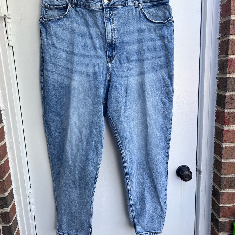 H&M Blue Ankle Cropped Jeans with Relaxed Fit